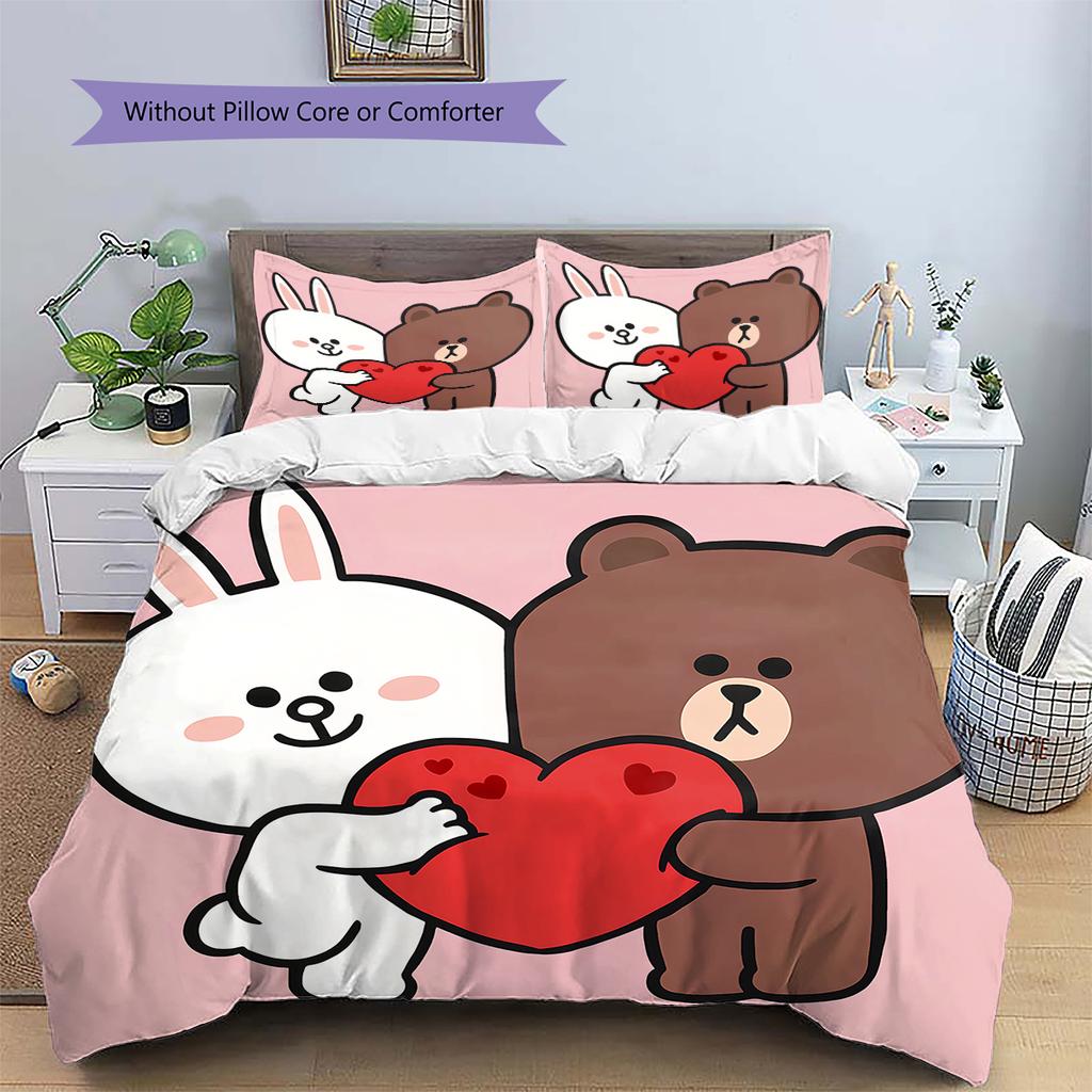 Brown & Cony Love Bedding Set Duvet Cover Pillowcase No Filler, Soft Home Bedroom Decor, Perfect Gift for Fans.chl