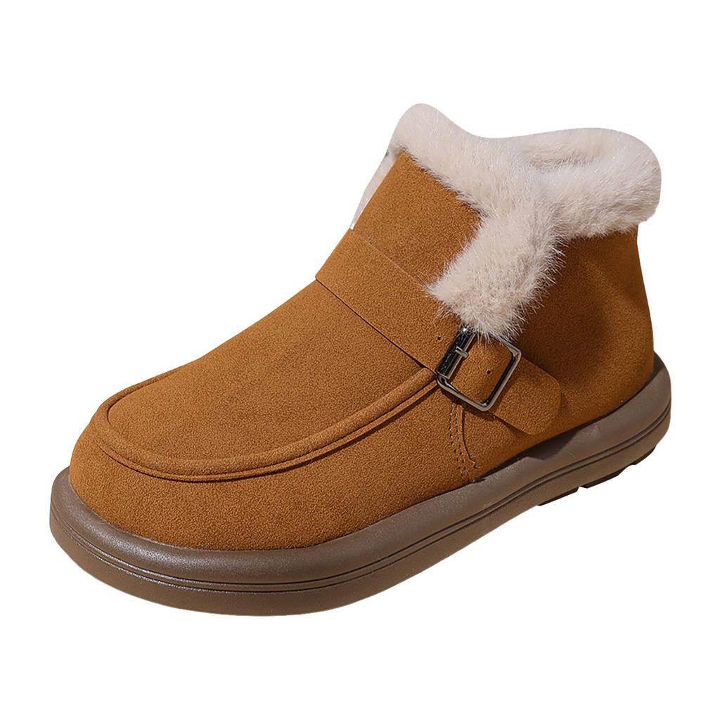 Women's Plush And Thick Flat Soled Thick Heeled Boots Cotton Casual Shoes Women Wedges