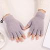 Thickened Flip-Top Faux Mink Plush Fingerless Nylon Gloves for Autumn/Winter - Cold-Proof and Outdoor Stylish for Students