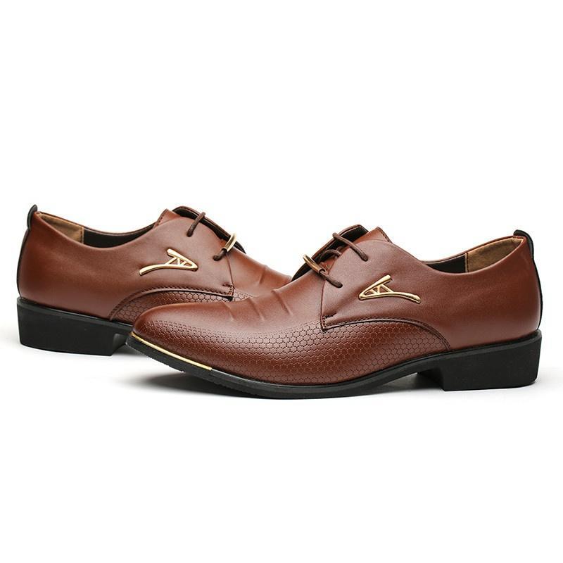 

Мужские деловые кожаные туфли на плоской подошве Классические деловые оксфорды с пряжкой Повседневная кружевная обувь 41 коричневый