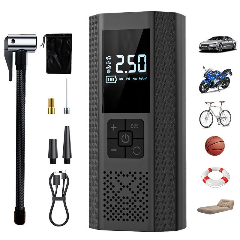 Portable tire inflator, wireless car tire inflator with pressure gauge and LED light Rechargeable model