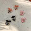 Cute Korean Hanging Love Grid Pearl Heart Earrings for Women Girls Fashion 2024 Bowknot Earrings Trend Party Jewelry