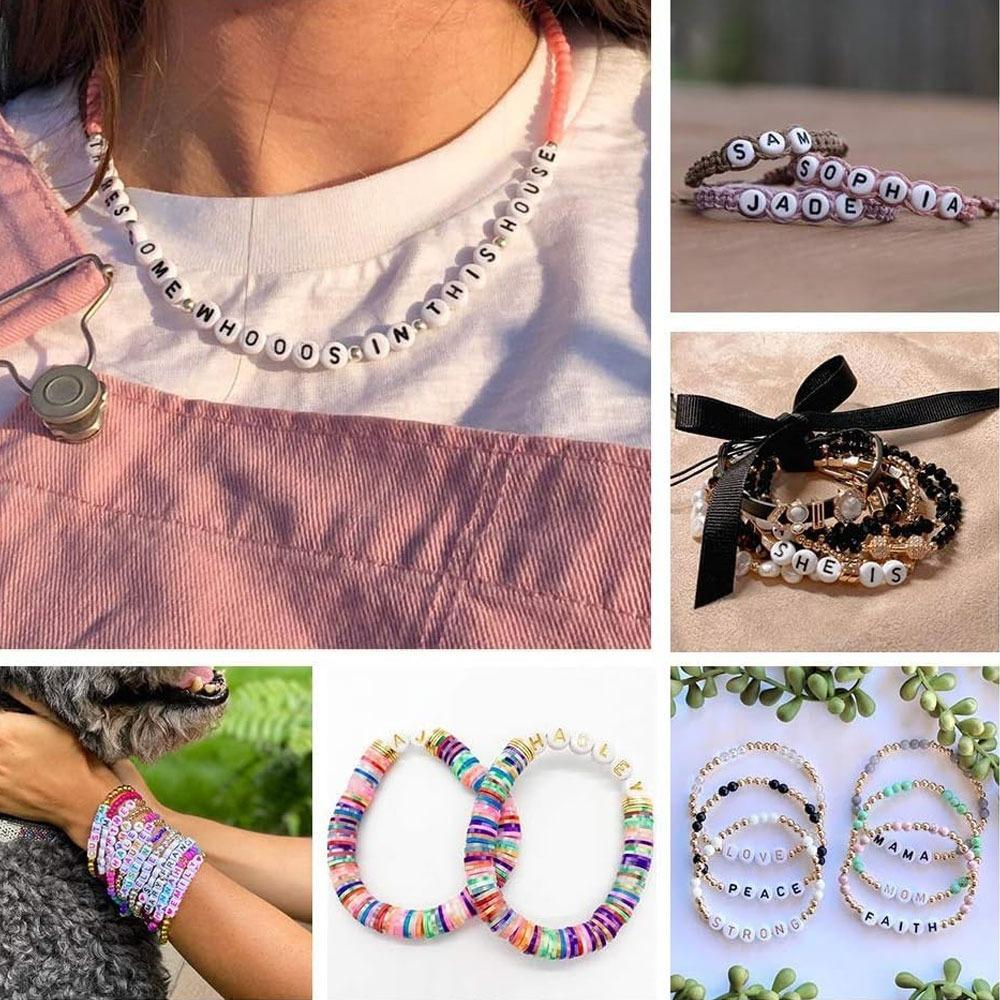 100/300/500 Letter Bead Luminous Acrylic Letter Bead Round 4X7mm Letter Bead Jewelry Discovery DIY Bracelet Necklace Craftsmanship Effect