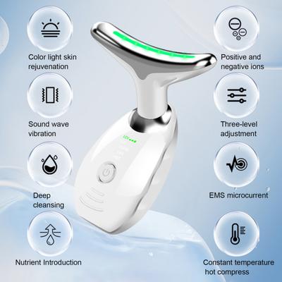 Yousheng Neck Beauty Massager Anti-Wrinkle Firming Massager with Red Light Therapy Microcurrent Heating Modes Multi-Effect Skin Care Devices for Home