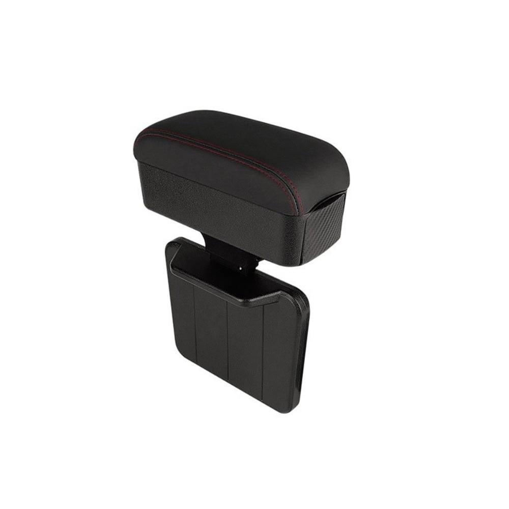 Height Adjustable Car Center Console Gap Storage Box PU Leather Multifunctional Elbow Support with Liftable Tray Armrest Pad