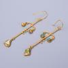 Natural Ethiopian Opal Gold Plated Drop Dangle Electroformed Earrings Jewelry V-72