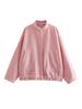 Spring 2023 Women's Casual Loose Workwear Bomber Jacket with Stand Collar Y2K Style