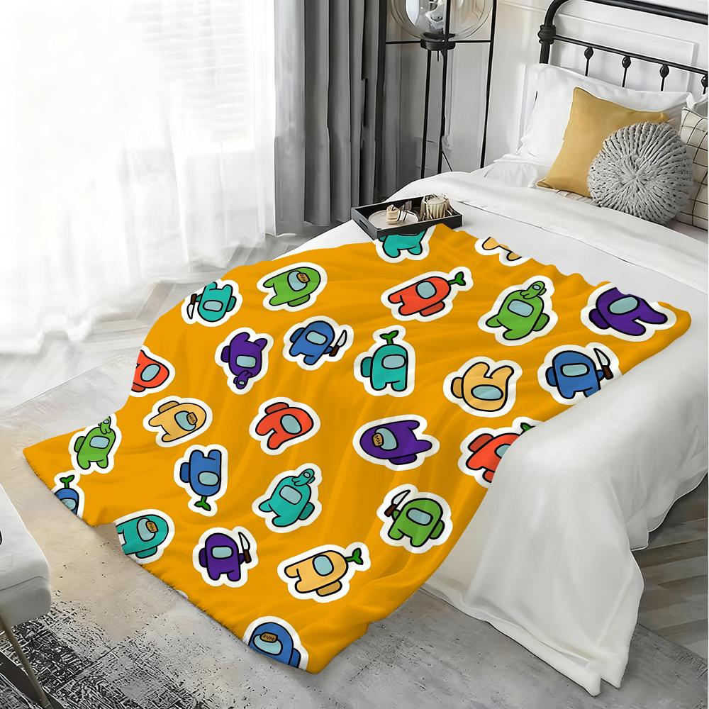 Game A-AMonG Us Throw Kid-Friendly Flannel Throw Blanket Soft Warm Anti-Static Washable All Season