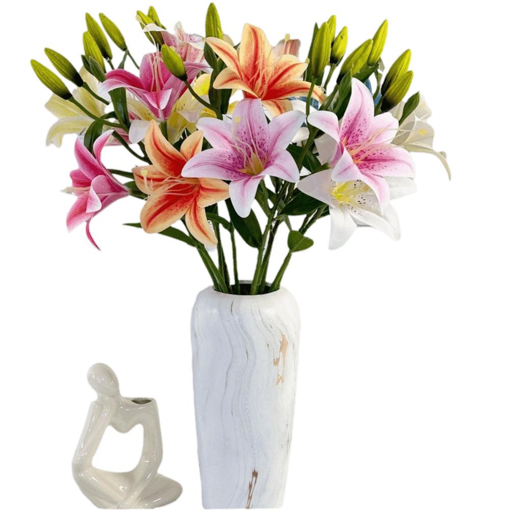 3D Printing Fake Lily Bouquet 2 Heads Wedding Bridal Bouquet for Home Wedding Decor