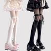 Women's Suspender Stockings with Lace Bows Japanese Lolita Hotsweet Thigh High Stockings Tights JK Style White Pantyhose
