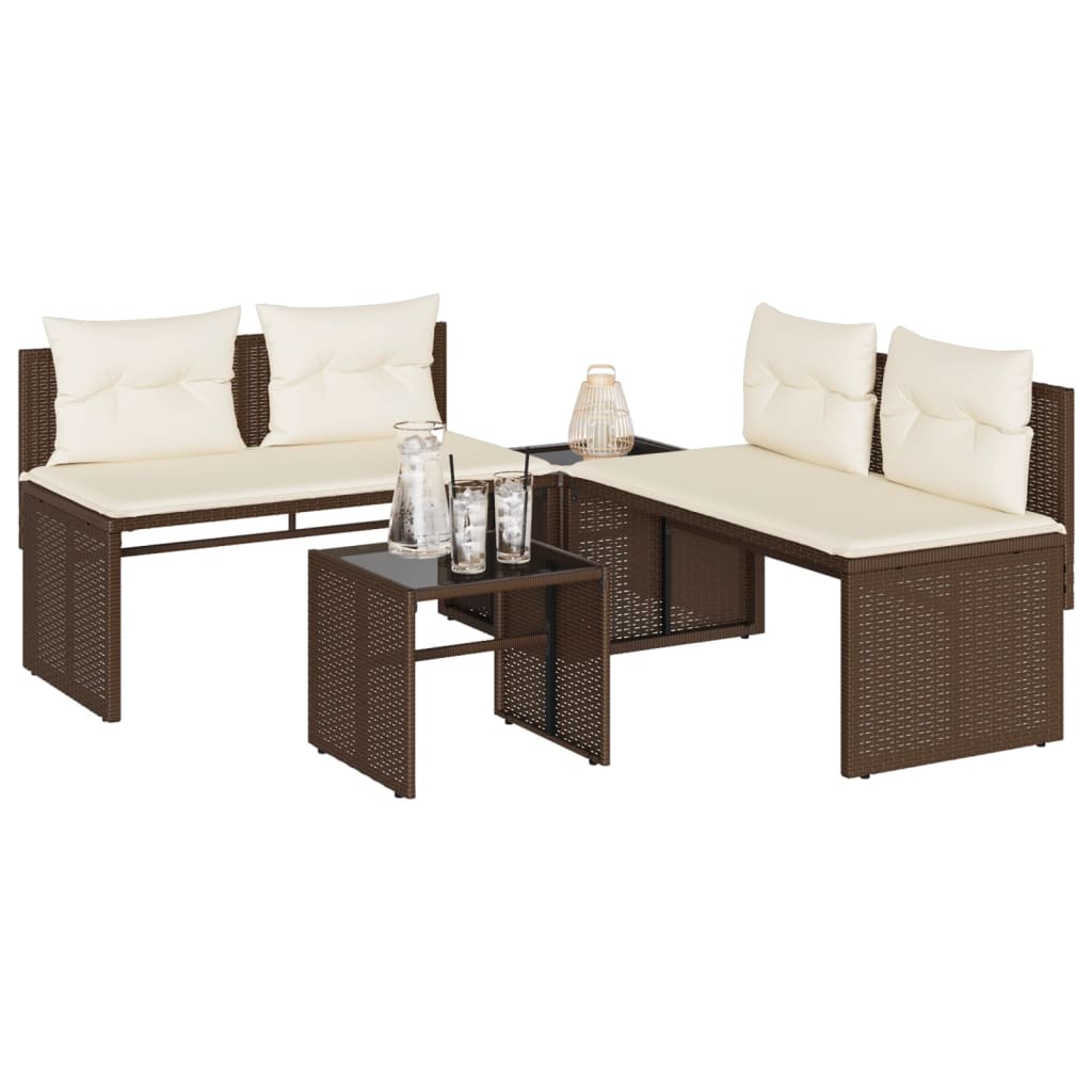 Vidaxl 4-Seater Garden Lounge Set, Cushions, Brown Rattan Pe