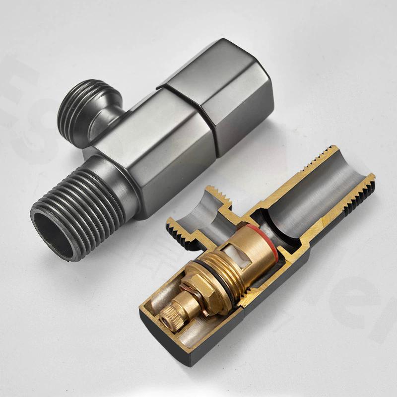 Gray Brass Angle Valve Water Control Valve Gold Corner Valve Brass Bathroom Tap Water Valve 1/2*1/2 Brass Black Angle valves