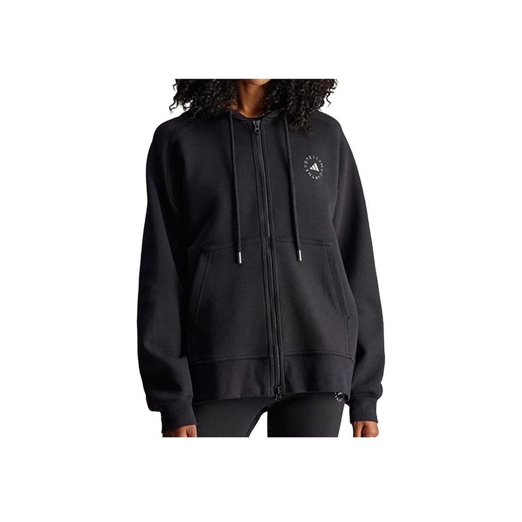 adidas Stella McCartney Giacca da Donna con Cappuccio e Zip Intera, Tinta Unita, Ampia, Confortevole, Maniche Lunghe, Giacca Nera JF6337