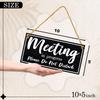 Meeting in Progress Door Sign, 10x5 Dibond Do Not Disturb, Hanging Welcome Please Knock Sign for Door