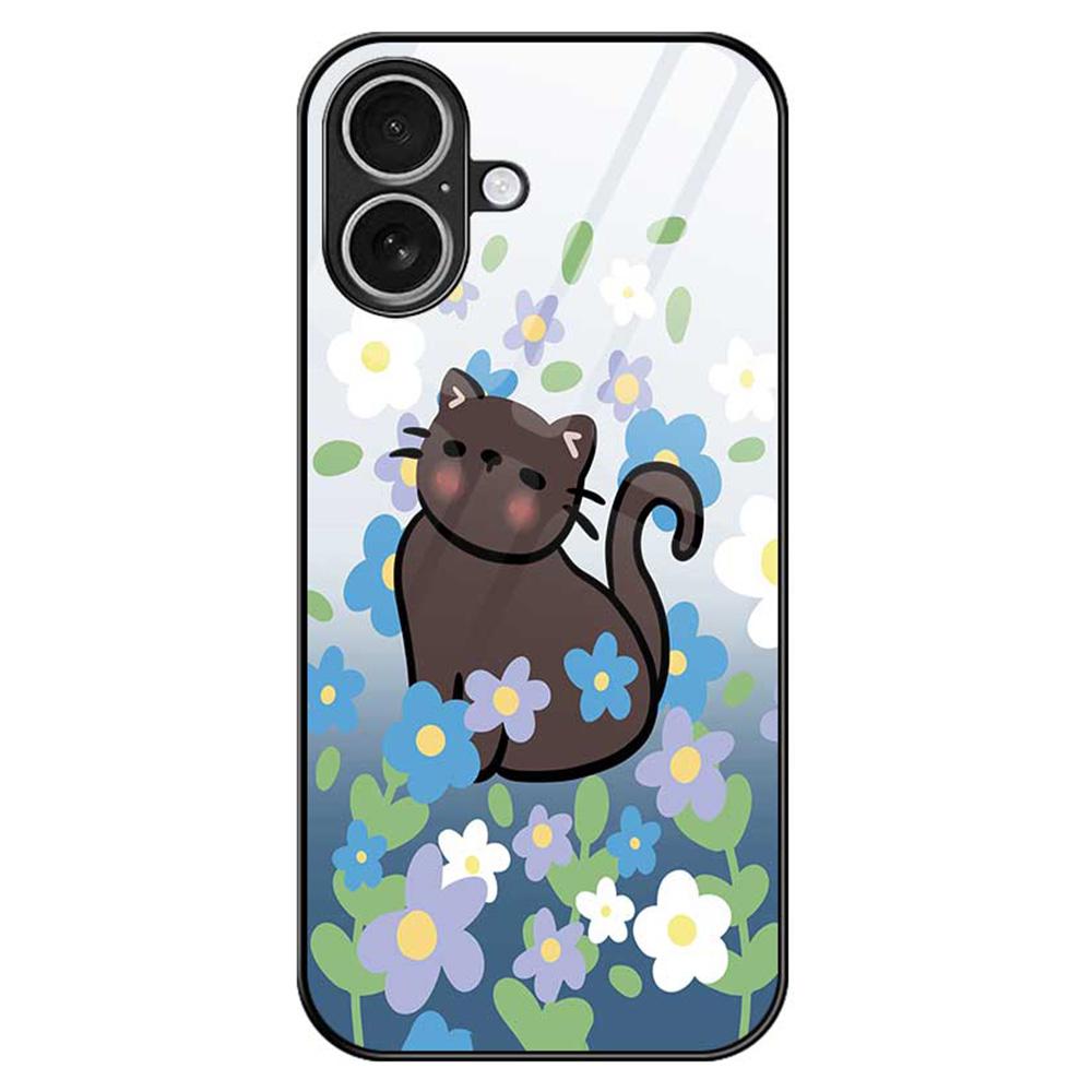 For iPhone 17 Case PC TPU Tempered Glass Pattern Printing Anti Drop Phone Back Cover