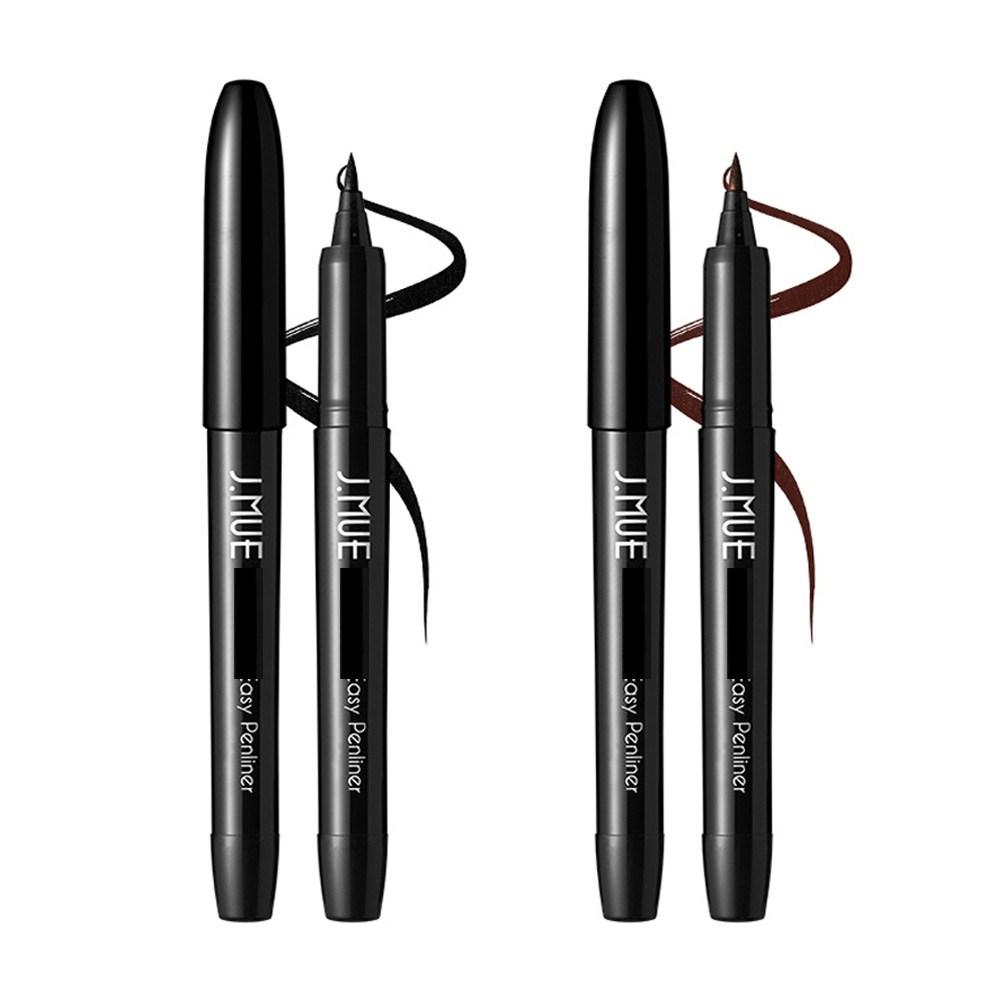 J.MUE Smudge-Free Tattoo Brush Pen Eyeliner, 1+1 Pen Liner Black+Black