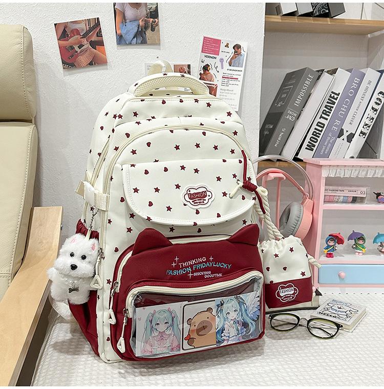 Schoolbag Japanese Ins Cute College Style Make-up Bag Female High-value Primary and Secondary School Students Grades 1-1 Two-piece Backpack