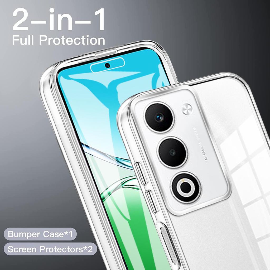 OPPO A5 360° Transparent Case with Screen Protector, Anti-Fall, Two-in-One for Reno14F and A5X5G