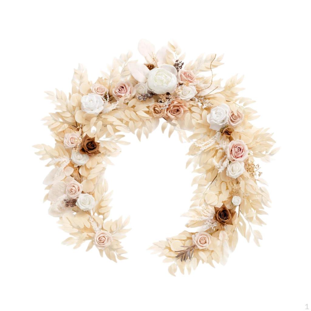 5.9FT Eucalyptus and Willow Garland with Flowers, Wedding Table Centerpieces Arch Backdrop