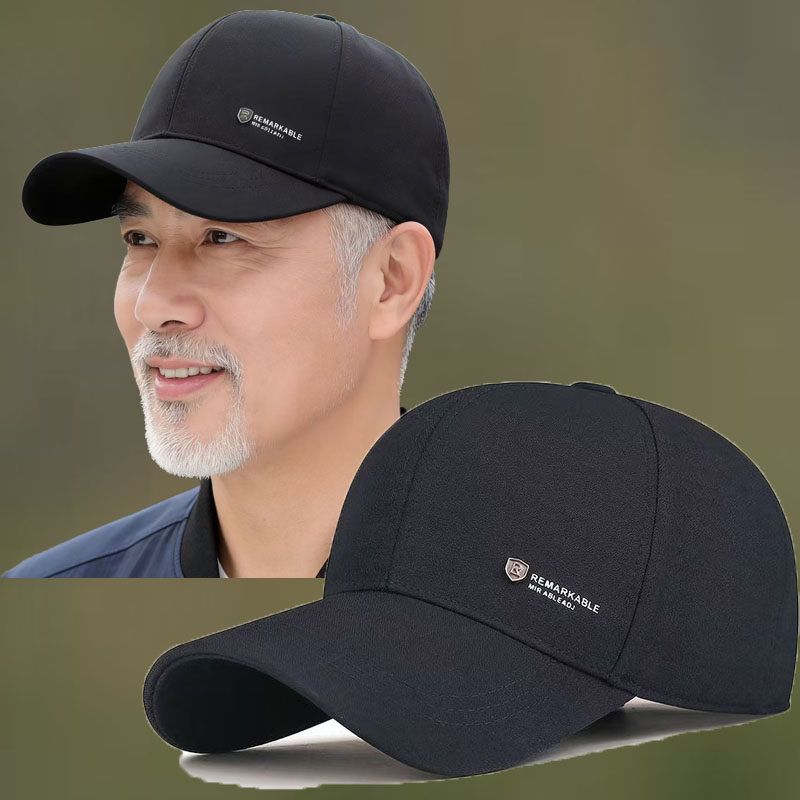 Baseballkappe für Damen und Herren für mittleres und höheres Alter, geeignet zum Laufen, bestickte schwarze Baseballkappe für Herren