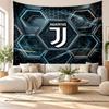 Nástěnná tapisérie Juventus FC, Závěsná dekorace z měkké látky, Dekorativní pozadí pro ložnici, Domácí nástěnné umění