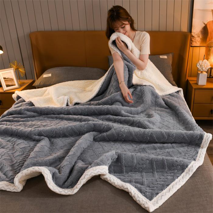 Taffeta Composite Lamb and Milk Fleece Blanket - Multifunctional Gift for Napping and More