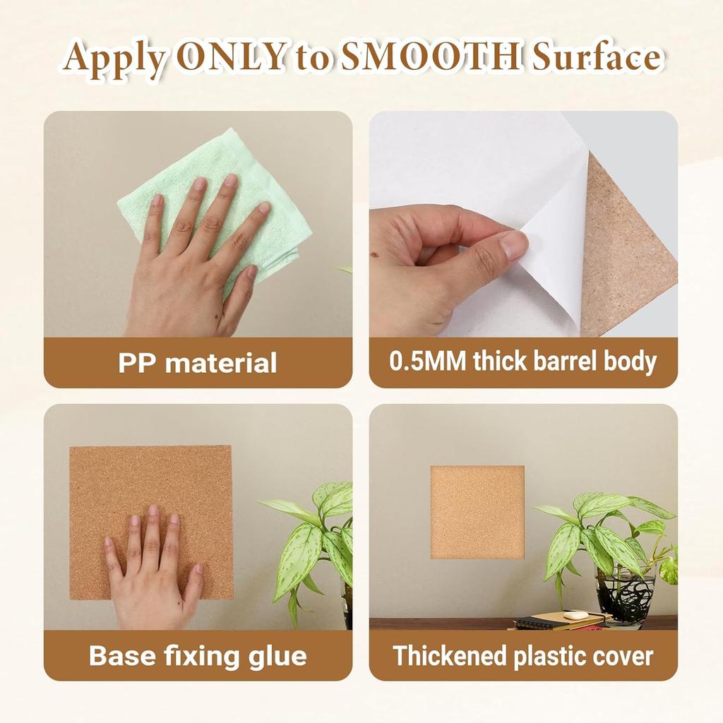 8 X 8 Inch Cork Boards Small 2 PCS Thick Cork Board Square Cork-Tile Self Adhesive Tiles for Home Office Wall Decorations