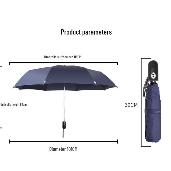 Tiān Táng 3331E Automatic Three-Fold Umbrella - Sun & Rain Protection, One-Key Open/Close, Customizable Logo