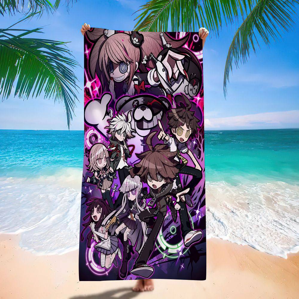 Anime Game D-DanganRonpaS Bath Towel Microfiber Soft Water Absorbing Breathable For Girl Kids Decorative Cartoon Beach Towel