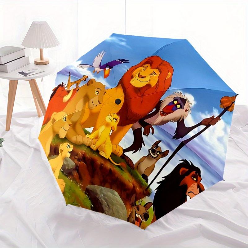 1 Auto Open Lion King Characters Themed Colorful 8 rib Portable Umbrella for Men and Women, A Compact Commuting Companion Suitable for Daily