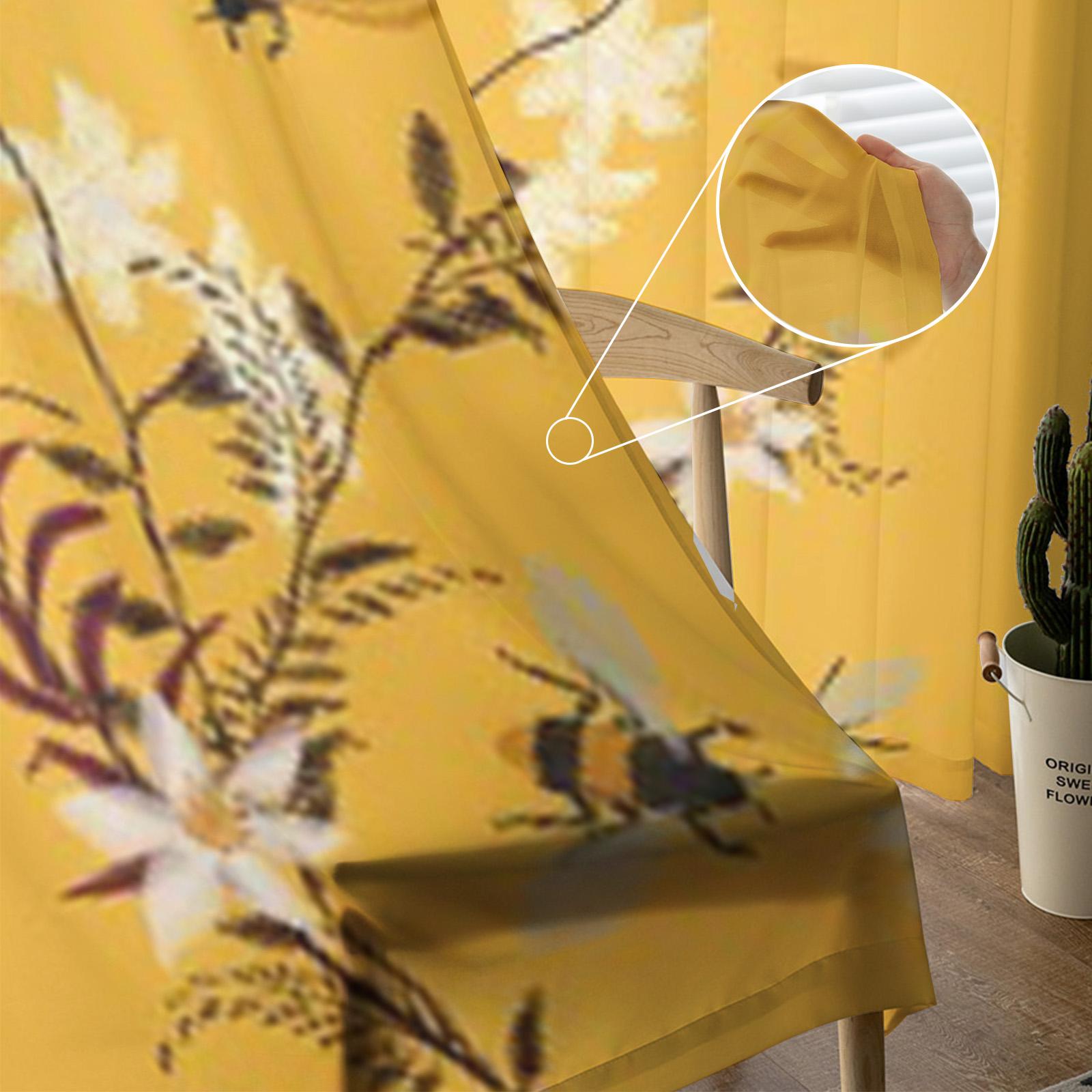 Роскошные шифоновые прозрачные шторы с изображением пчелы и бабочки для гостиной — фото 5