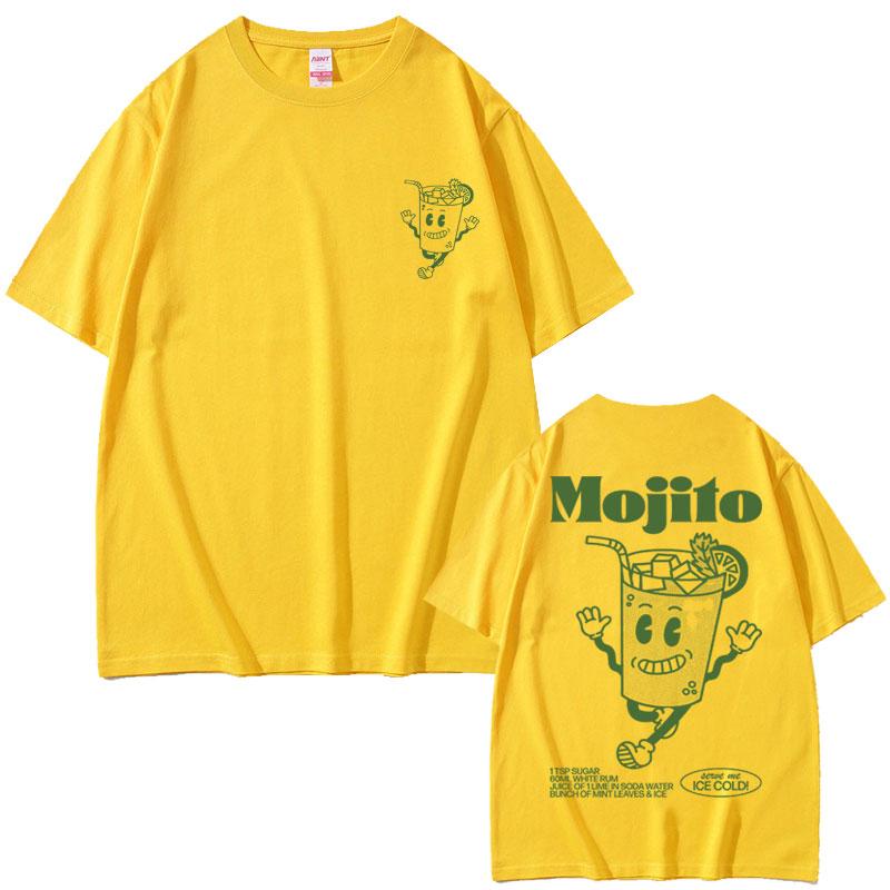 2025 Summer Funny Mojito Cocktail Graphic T-shirt Men's Cute Vintage Cartoon Oversized Tshirts Men Women Short Sleeve T Shirt