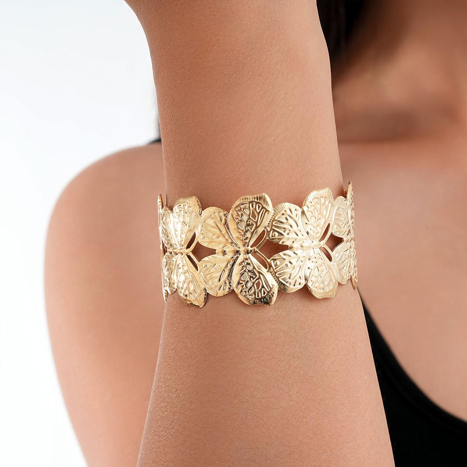 Металлический браслет Европейский и американский преувеличенный браслет открытого дизайна One Size