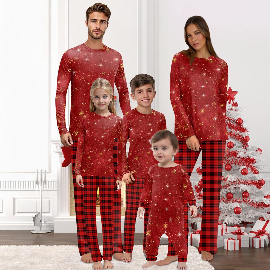 Christmas Prints Family Matching Long Sleeve Tops+Pants Set Family Matching Sets