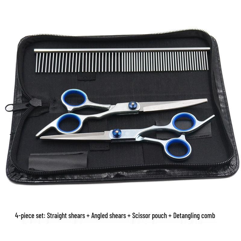 Professional Pet Grooming Scissors Set: Curved Trimming Shears for Dog Hair & Teddy Cuts