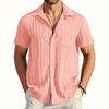 Camicia da Uomo a Maniche Corte Tinta Unita con Texture Vestibilità Larga Casual Comoda Top per l'Estate Abbigliamento da Uomo per l'Uso Quotidiano