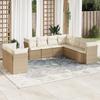 Vidaxl 9-Cz. Set di Mobili da Giardino con Cuscini, Beige, Polyrattan