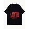 Women's Short-Sleeve T-Shirt with Retro Distressed Red "LOVED" Letter and "JOHN 3:16" Slogan Print