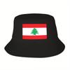 Custom Lebanon Flag Bucket Hat for Women Unisex Print Summer Beach Sun Camping Cap