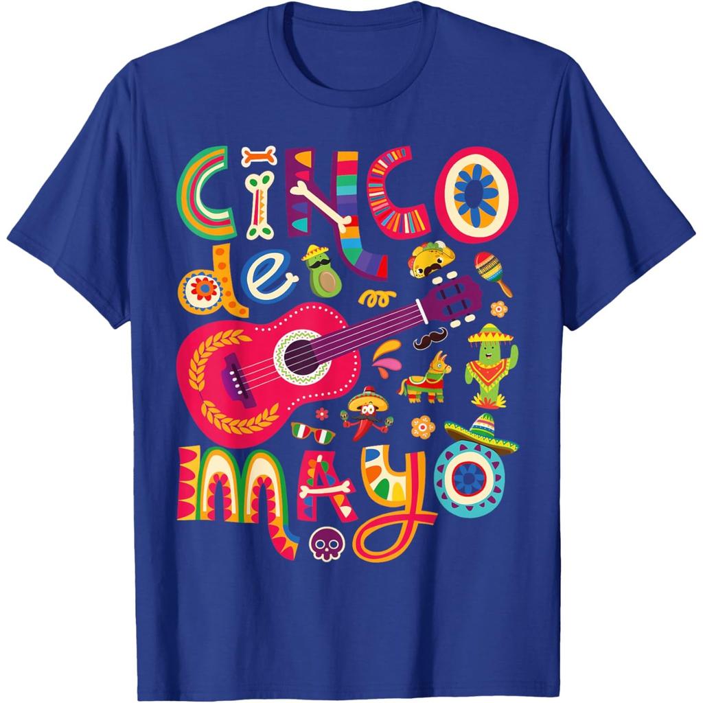 Cinco De Mayo Fiesta Guitar Graphic Tee Unisex's Casual Cotton T-Shirt