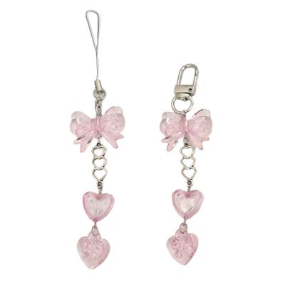 Magnifique breloque de téléphone perlée Chaîne papillon Porte-clés Accessoire de mode Pendentif de sac Porte-clés pour téléphones et sacs à dos