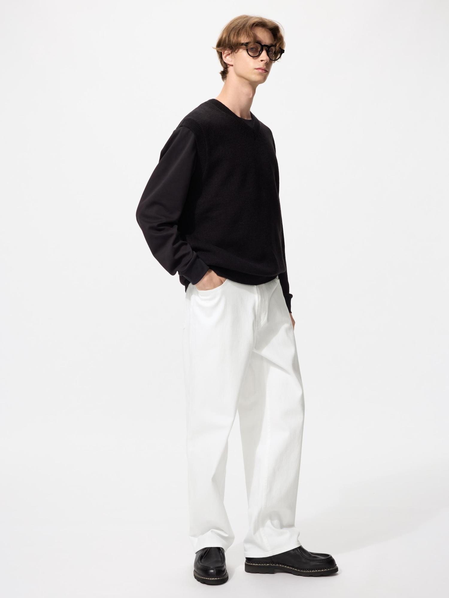

Uniqlo Широкие прямые джинсы стрейч 00 WHITE/28
