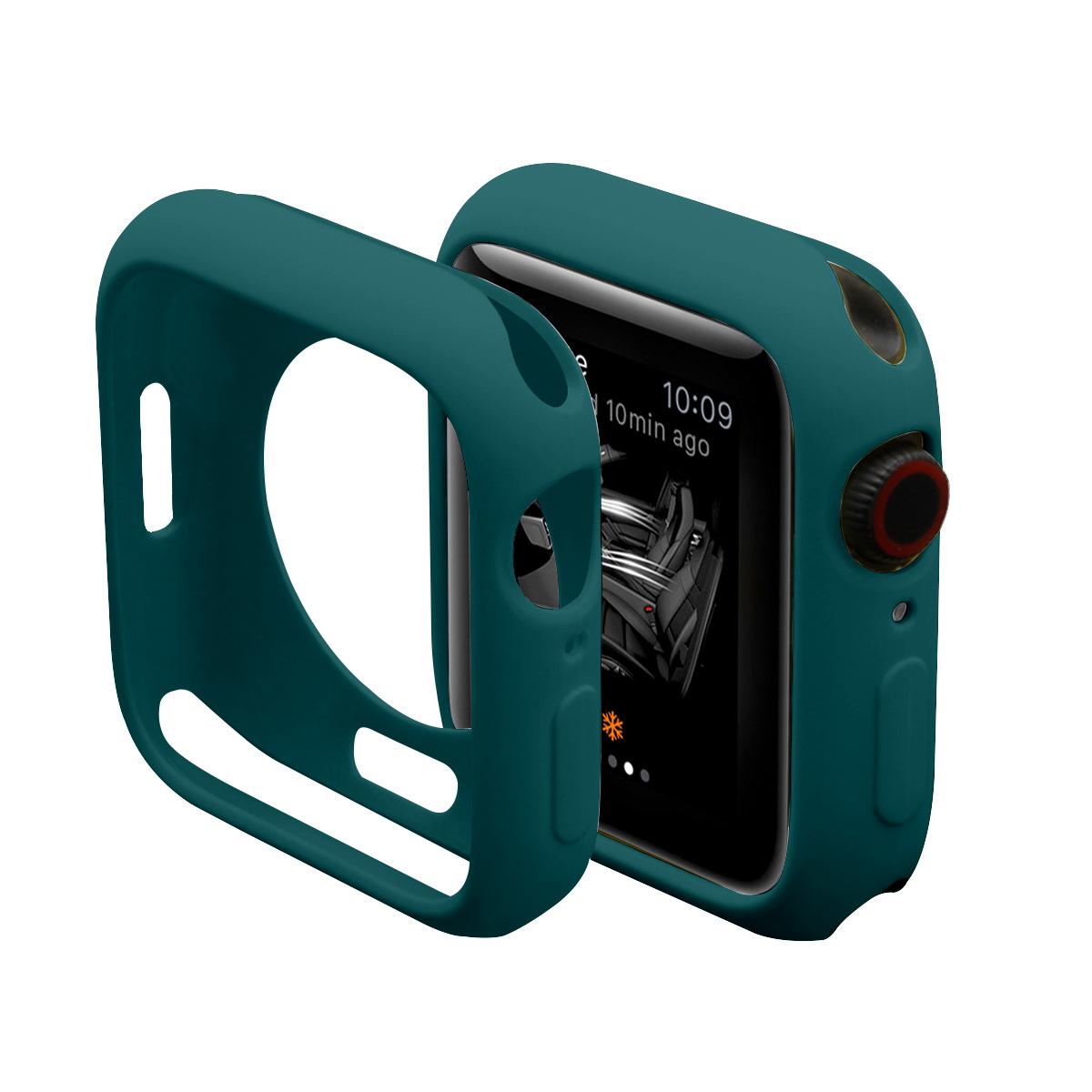 

Cover for Apple Watch Case 45mm 41mm 44mm 40mm 42mm 38mm 44 45 mm silicone protector Shell iWatch series 3 4 5 se 6 7 8 Bumper 41mm series 7 8 темно-зеленого