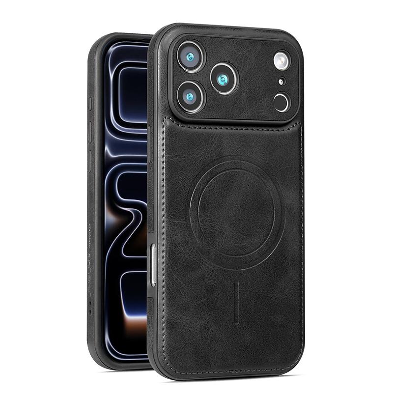 Retro Leather Magnetic Charging Case For iPhone 12 13 14 15 16 17 Pro Max Air 14 Plus Luxury Camera Protection Ultra Thin Cover