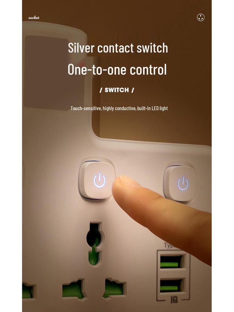 Internationaler Steckerleiste mit UK-, EU-, Thai-, Australischen Steckern & Typ-C-Ladefunktion