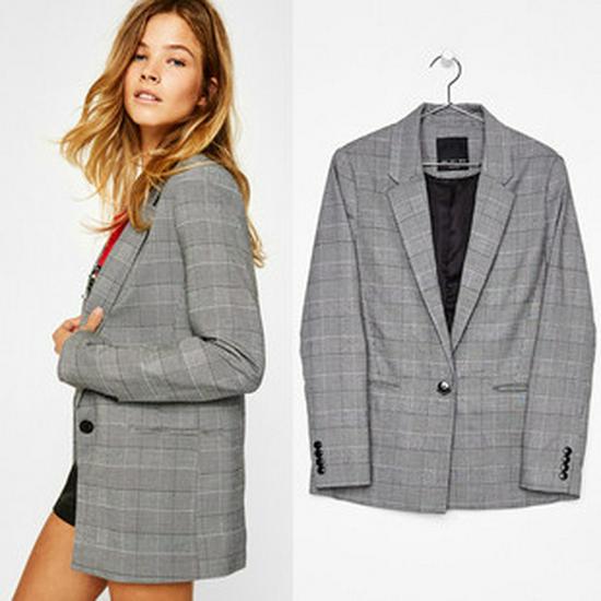 Damenblazer im europäischen und amerikanischen Stil - Reverskragen, Ein-Knopf-Verschluss, Mittellang, Slim Fit, Perfekt für den Arbeitsweg.