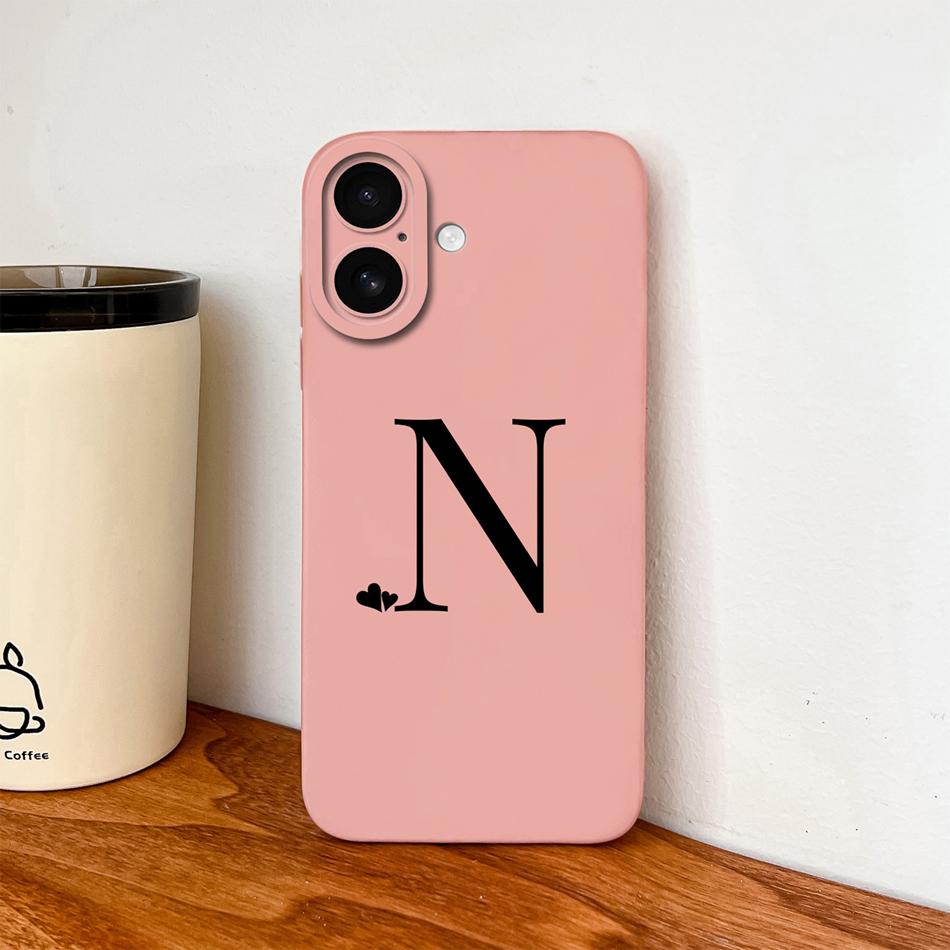Simple Case For iPhone 17 Pro Max / iPhone Air Heart Letters Phone Cover For iPhone17 Camera Protection Anti Drop Soft Funda