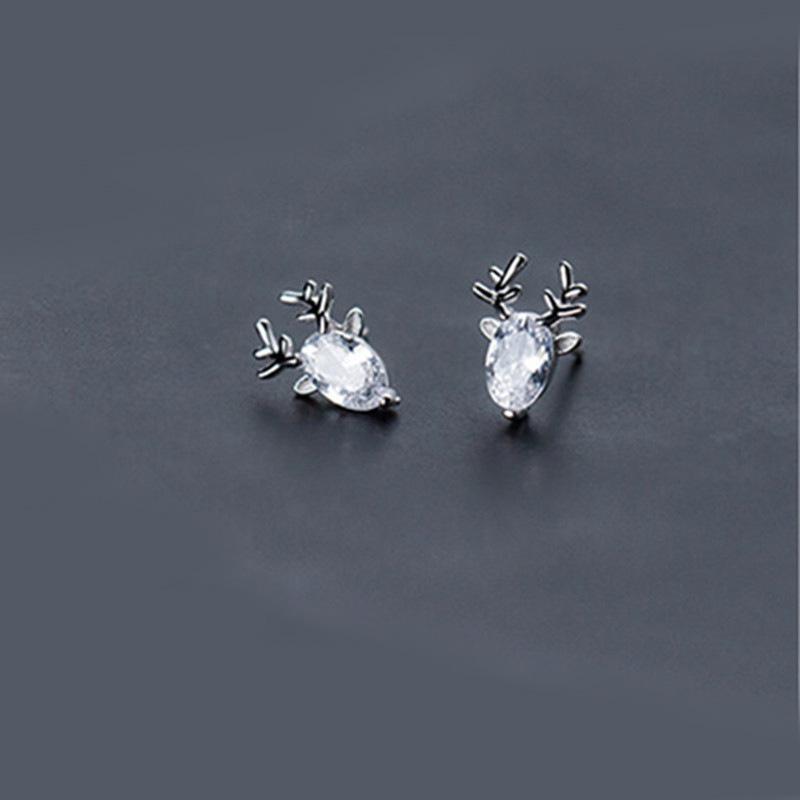 Mini Deer Antler Stud Earrings - Korean Fashion Christmas Gift