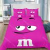 Fashion M&M Chocolate Logo Duvet Cover Pillowcase Bedding Set Boys Girls Bedroom Decoration Children Gift Single Double Size
