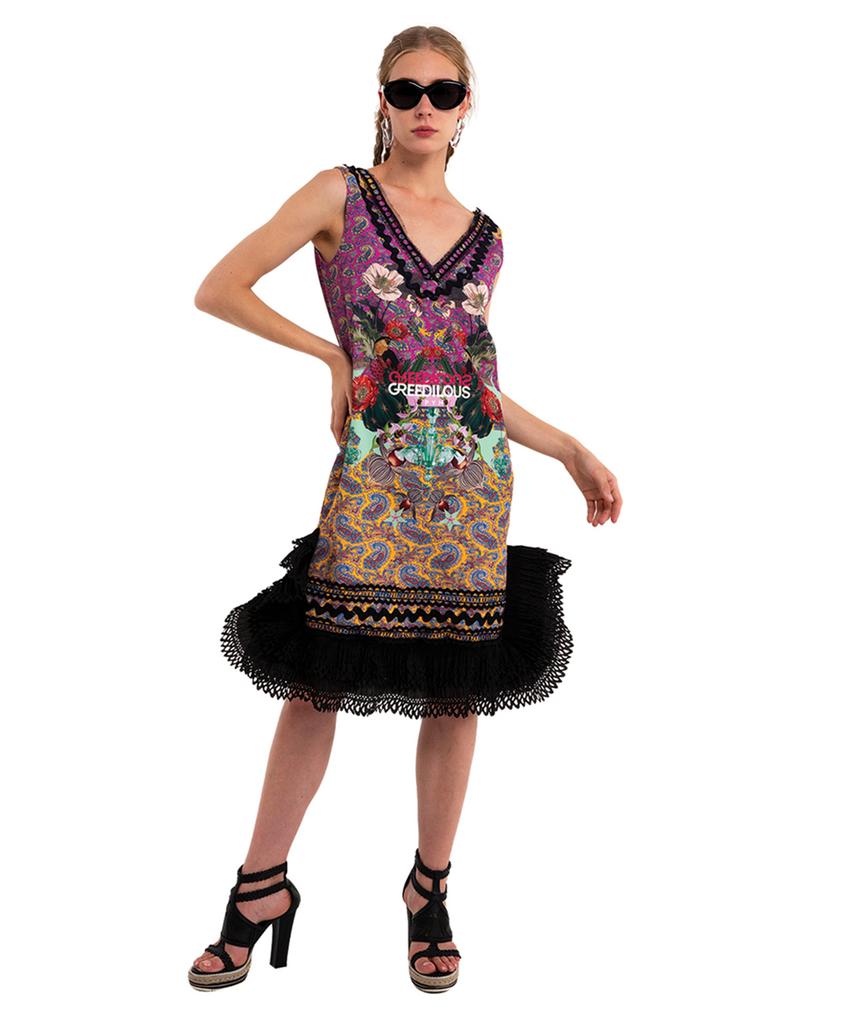 Greedius Purple Paisley Lace Dress